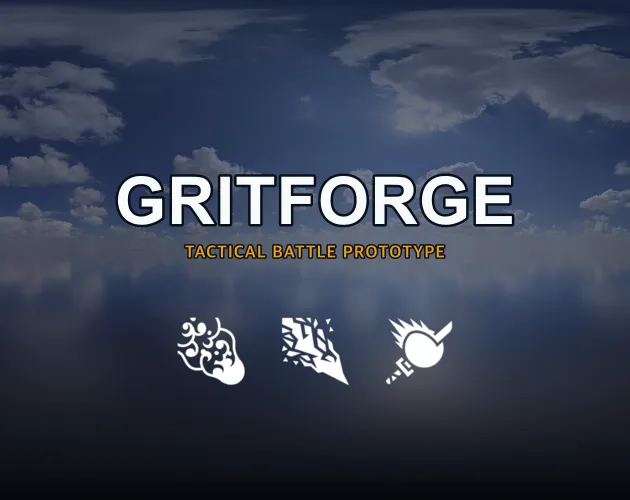 전투 아이콘이 놓인 GRITFORGE 전술 전투 타이틀 화면