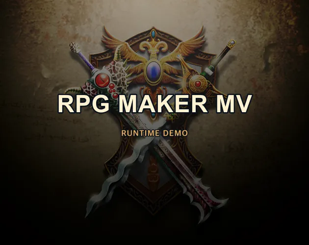 판타지 갑옷 캐릭터가 그려진 RPG Maker MV 런타임 데모 화면