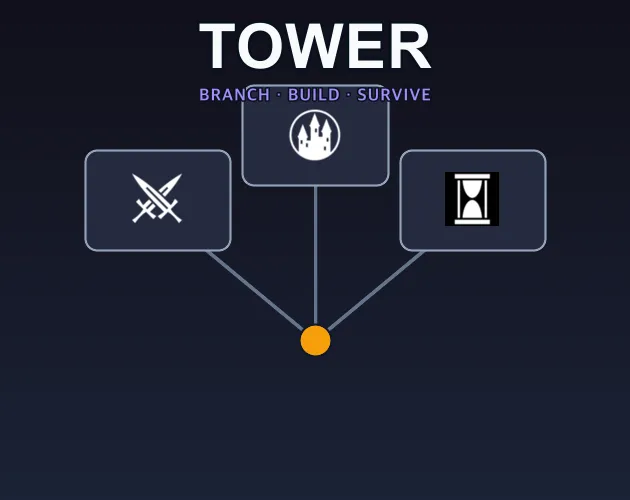 두 갈래 선택 경로가 그려진 TOWER 타이틀 화면